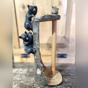 Black Bear Beehive Trunk Paper Towel Holder